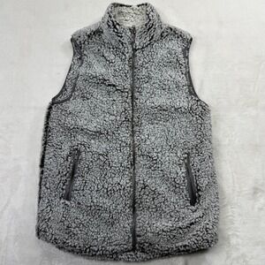 Thread & Supply Charcoal Gray Sherpa Fleece Full Zip Vest Womens Small